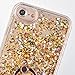JAZ iPhone 7 Case Quicksand Liquid Finger Ring Stand Ultra Thin Hard PC Back Soft TPU Bumper Transparent Plastic Case Floating Luxury Bling Glitter Sparkle Diamond Case for iPhone7(Diamond Golden)