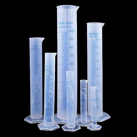 Amazon Com Plastic Transparent Blue Line Liquid Graduated Measuring Cylinder Lab Test Tube 10ml 25ml 50ml 100ml 250ml 500ml 1000ml Pack Of 7 Kitchen Dining
