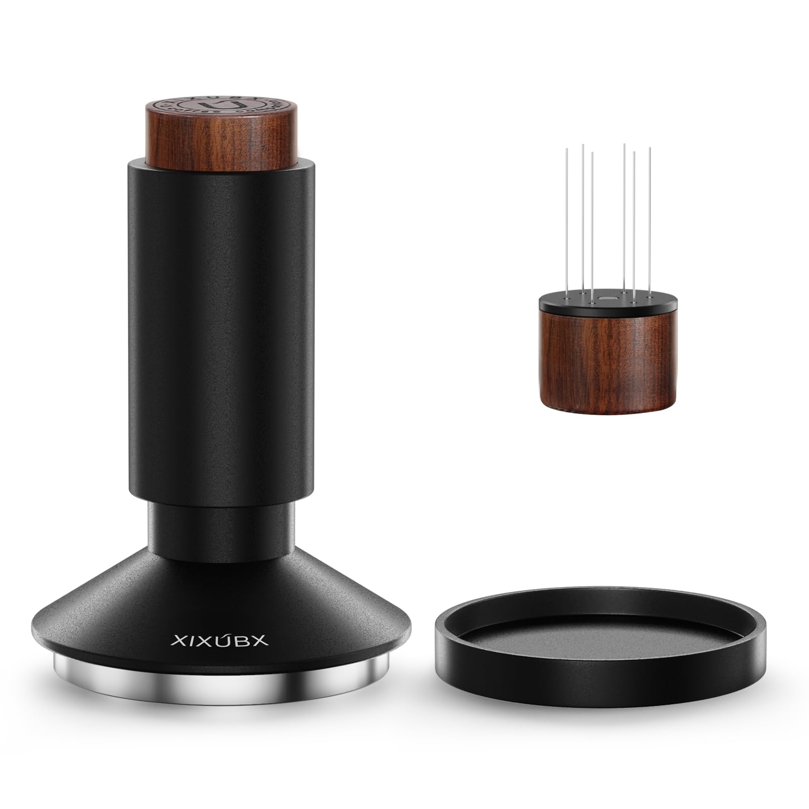 Photo 1 of XIXUBX 53mm Espresso Tamper & Magnetic WDT Tool, Barista Cofee Tamper with Spring Loaded, Anodized Aluminum Alloy Handle, Stainless Steel Corrugated Base with Cover for Portafilter Basket