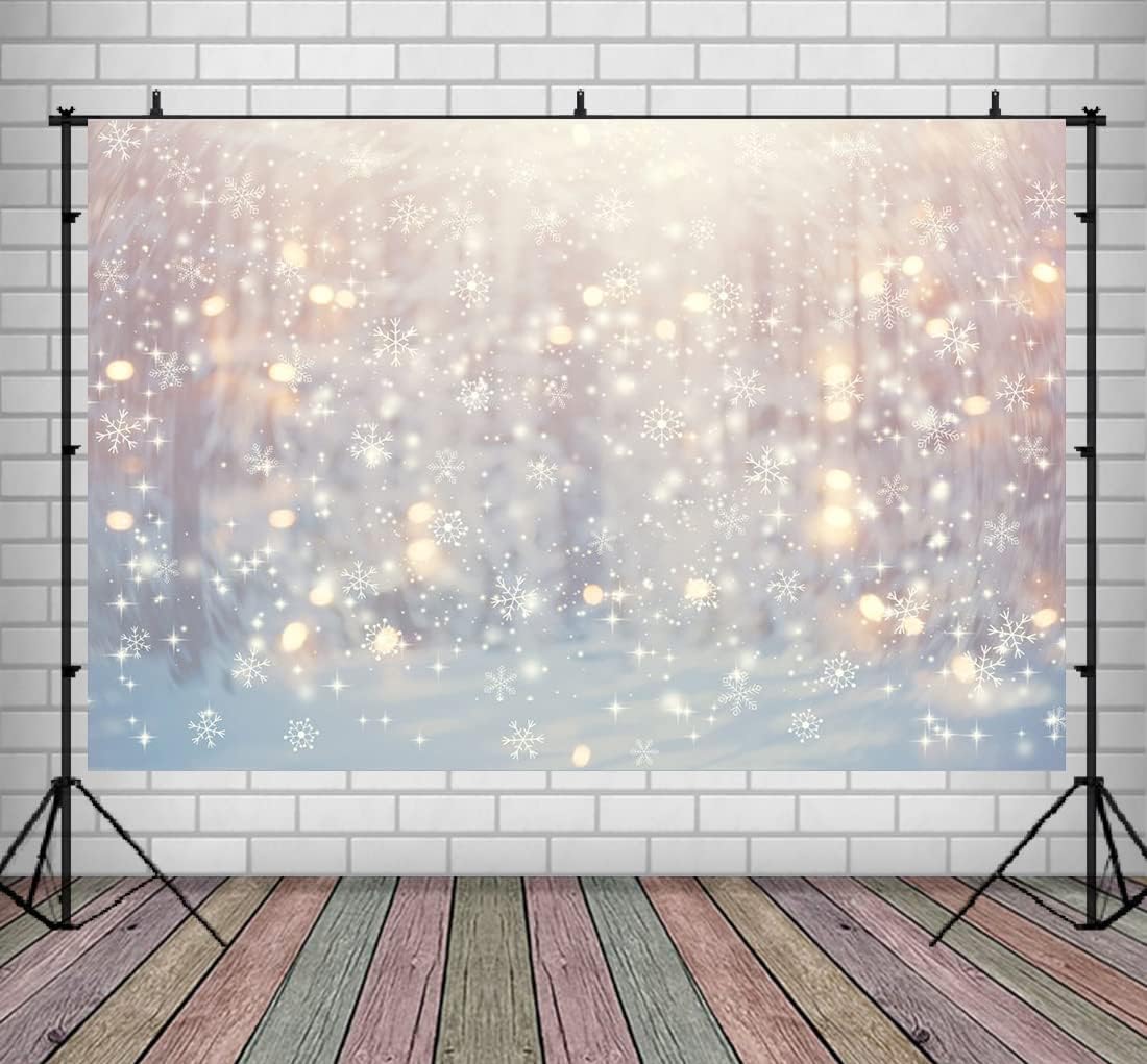 Artificial Snow - Lofaris Winter White Snowflake Photography Backdrop 9x6ft Christmas Snow Wonderland Background Merry Xmas Glitter Bokeh Snow Family Holiday Event Party Decor