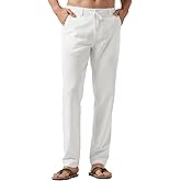 Willit Men's Linen Pants Casual Linen Dress Pants Drawstring Beach Summer Lightweight Trousers 29" 30" 32"