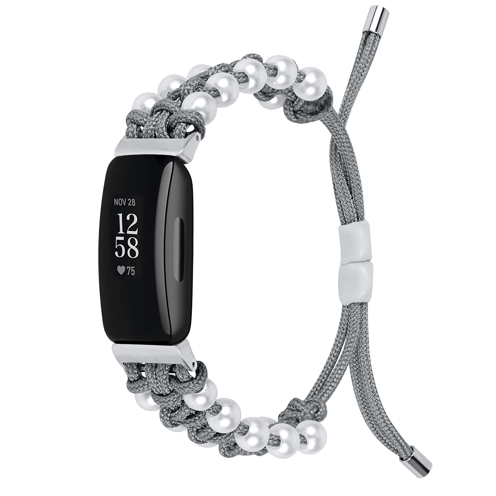 Ginamart Strap Compatible with Fitbit Inspire HR/Inspire/Ace 2 Strap, Women Men Nylon Braided Adjustable Replacement Strap Wristband for Fitbit Inspire Small Large (Grey)