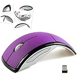 ESupFly Ultrathin 2.4GHz 1600DPI Foldable Folding Wireless Arc Optical Mouse Mice with Mini USB Receiver for Pad PC Laptop Notebook Computer (Purple)
