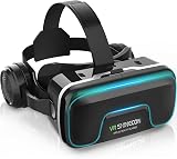 CoCerKet VR Headset with Built-in Headphones, 120° FOV & Aspherical Lenses for Smartphones - Immersive 3D Movies and Gaming Glasses