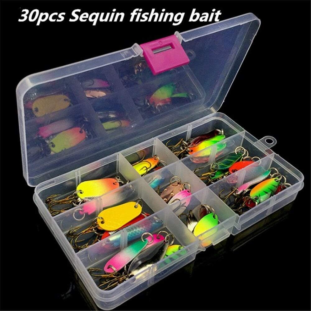 FINGYU Fishing Lures 30Pcs / 10Pcs Metal Mixed Spoon Lures Spinner Baits Kit Fishing Wobbler Metal Hard Bait Artificial Free With Plastic Box