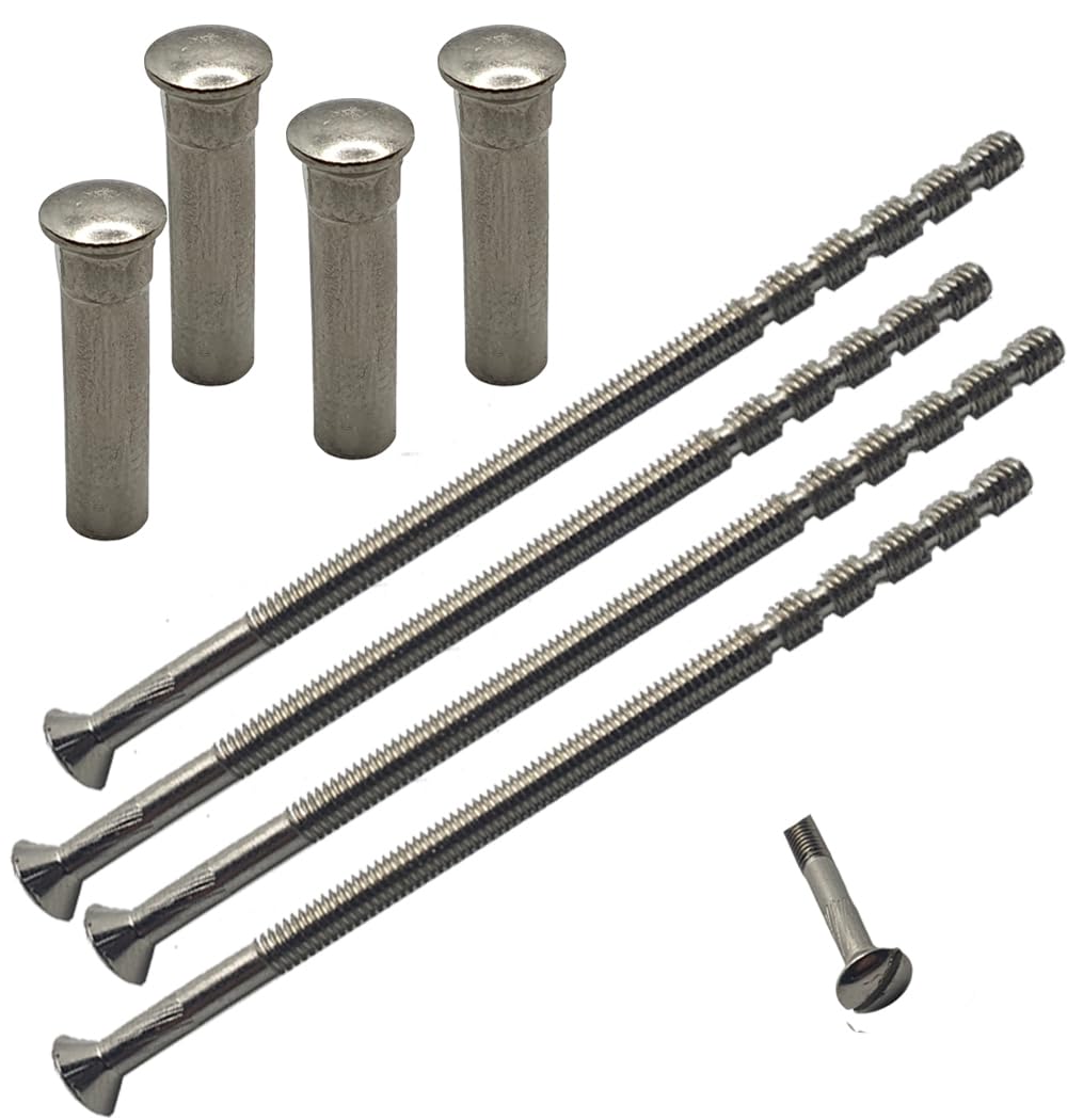 M4 x 90mm Chrome Door Handle SLOTTED-Screws with Chrome Security Bolt Carriage Sleeve Male to Female Connecting Screws for Door Han-dle, Knobs Escutcheons and Others (Pack of 4) — image 1