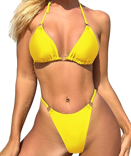 MIKETAI Sexy Bikinis for Women 2 Piece Bikini Spaghetti Strap Swimsuits Solid Color Bathing Swimwear Triangle Bathing Suit (US, Alpha, Medium, Regular, Regular, Yellow) in Dubai - UAE | Whizz Sets MIKETAI Sexy Bikinis for Women 2 Piece Bikini Spaghetti Strap Swimsuits Solid Color Bathing Swimwear Triangle Bathing Suit (US, Alpha, Medium, Regular, Regular, Yellow) in Dubai - UAE | Whizz Sets