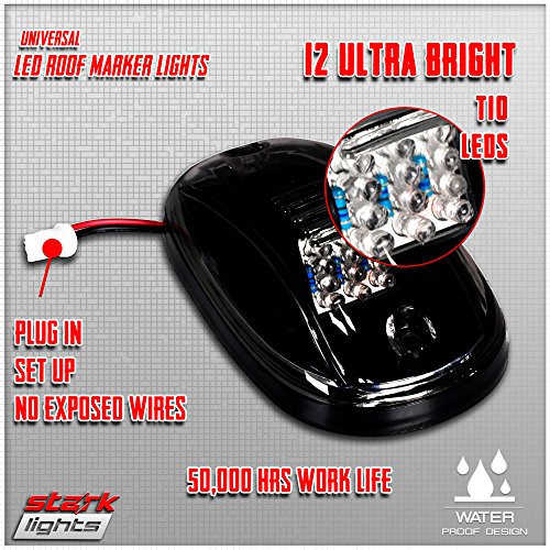 5PCS 60 WHITE LED Smoked Lens Roof Top Full Running Parking Cab Lights Truck SUV