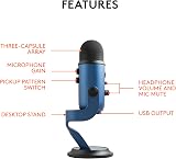 Logitech for Creators Blue Yeti USB Microphone condenser mic view 6