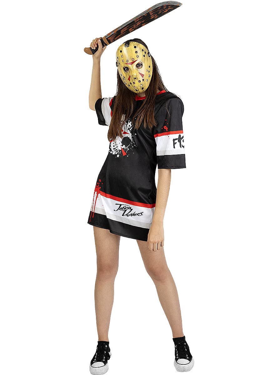 Funidelia | Friday the 13th Jason Hockey Costume OFFICIAL for woman Horror Movies, Horror - Costumes for adults, accessory fancy dress & props for Halloween, carnival & parties - Size M - Black