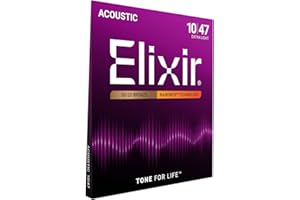 Elixir Cuerdas 80/20 bronce, cuerdas para guitarra acústica con revestimiento de politejido, extra ligero (.010-.047), cobertura nanoweb 80/20, Extra Light, 10-47, Ex. Light (.010-.047)