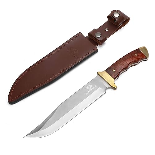 Mossy Oak 14inch Bowie Knife, Fulltang Fixed Blade, Wood Handle