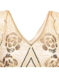 imagicsun lentejuelas y Beaed vestido de mujer 1920 inspirado tema Flapper Gatsby vestido con lentejuelas floral art deco