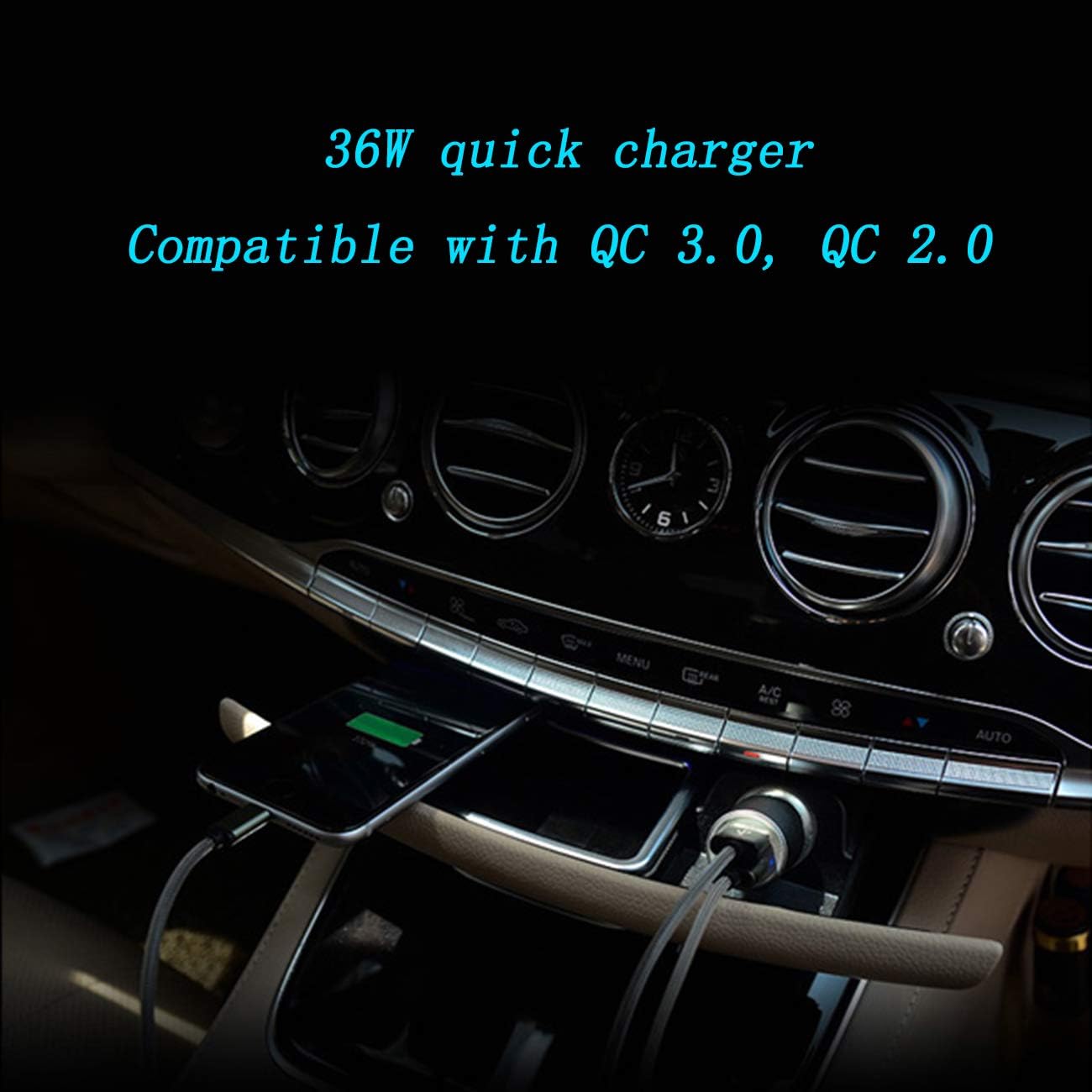 Car Charger, 36W Qualcomm Certified QC 2.0 / QC 3.0 All Metal Fast Car Charger Adapter Compatible with iPhone 11/11 Pro/11 Pro Max/XS/X/8/7/6/5 and More