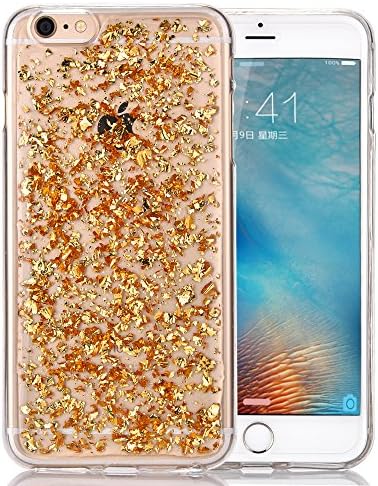 Iphone 6s Plus Case, Luxury Bling Glitter Faceplate Gold Leaf Design Flexible Soft TPU Protective Case Slim Fit for Apple Iphone 6/6s Plus 5.5 Inch Gold