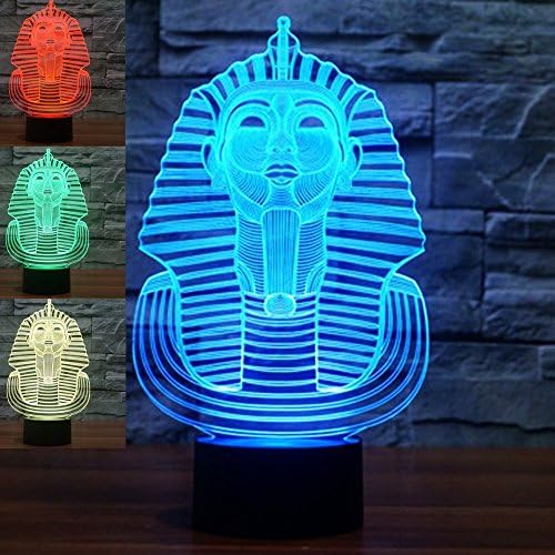 Tissen 3D Egyptian Sphinx Pharaoh Night Light 7 Colors Mood Light Touch Switch USB Table Desk LED Light Present Kids Home Party Birthday