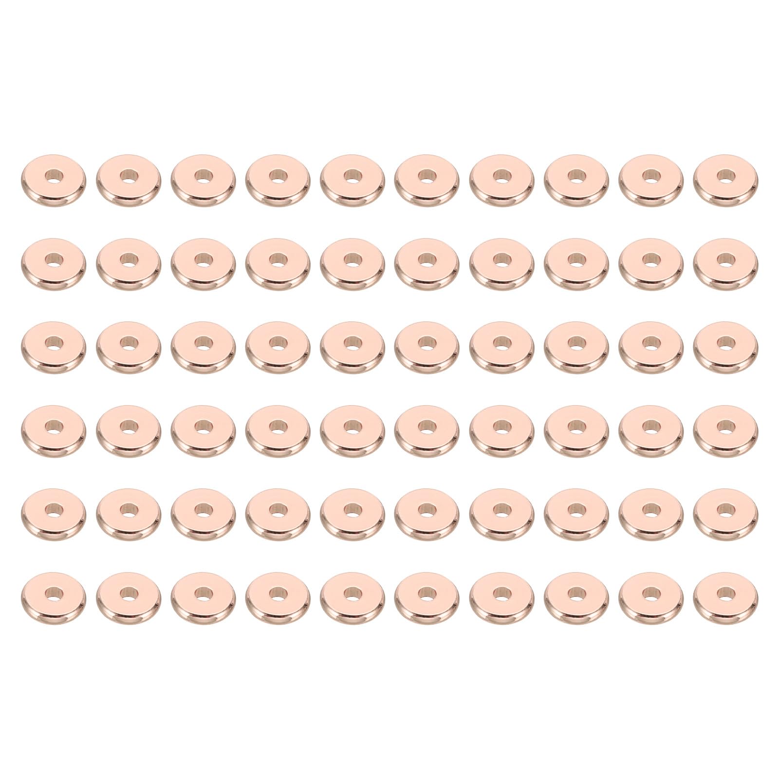 PATIKIL 8mm Spacer Beads, 100 Pcs Flat Bead Spacers Bulk Flat Round Disc Beads Loose Metal Brass for Jewelry Making DIY Bracelets Necklace, Rose Gold