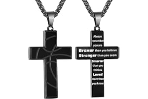 GLITTO Basketball Cross Necklace for Boys Men, Stainless Steel Bible Verse Pendant Chain, Christian Religious Jewelry Gifts for Son Teen Boys