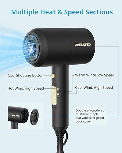 Mini Blow Dryer With Diffuser Designed By Hairstylists Black Ionic