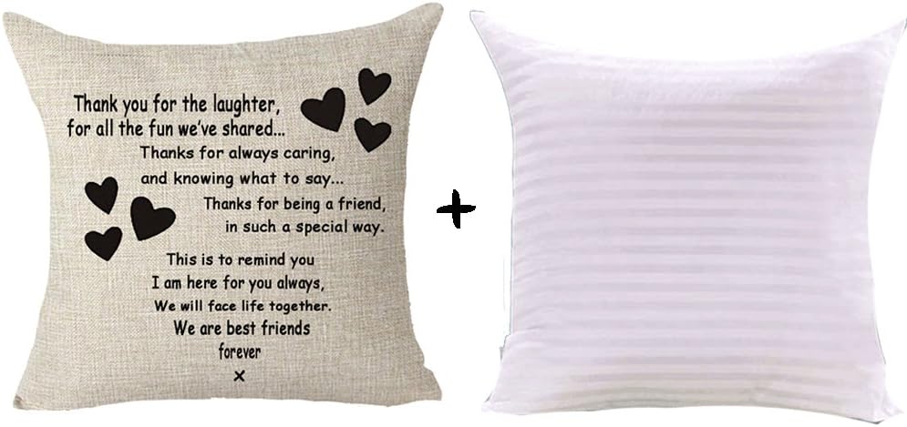 FELENIW Gift to Friends Throw Pillow Cover Cushion Case Cotton Linen Material Decorative 18x18 inches