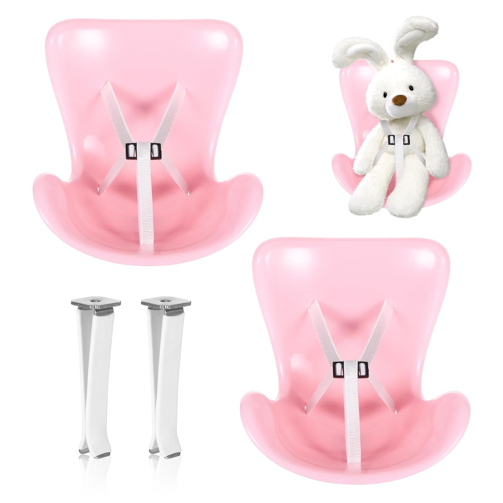 Photo 1 of 2 Pcs Car Seat for 17cm Doll,Doll Car Seat,Suitable for Fixing Handmade Item Decorations, Ventilated Mouth Piece (Holds 10-17cm Small Dolls, Pink)