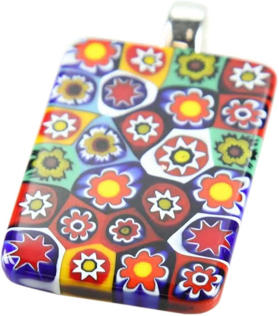 Glass Of Venice Murano Glass Millefiori Pendant Rectangular - Multicolor - Image 3