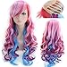 Long Curly Multi Color Rainbow Wig Halloween Anime Cosplay Wigs for Women Girls 24 Inches Long Wavy Heat Resistant Colored Cosplay Costume Lolita Wigs