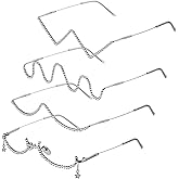 Kanayu 4 pcs No Lens Diamond Glasses Frame V shape Rhinestone Sunglasses Half Frame Crystal Metal Eyeglasses for Women