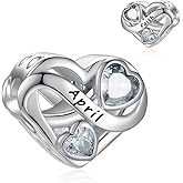 PHRUKAR Birthstone Charm for Charm Bracelet, 925 Sterling Silver Infinity Love Heart Charm for Bracelet and Necklace, Birthday Mother's day Christmas Jewelry Gifts for Women