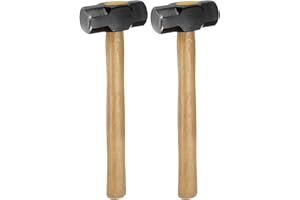 HARFINGTON 2pcs Engineers Hammer 2 Lb Powerful Strike Double Flat Face Sledge Forging Hammer with Comfortable Grip for Home Improvement General Repair Woodworking, Black Yellow