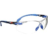 3M Safety Glasses, Solus 1000, Scotchgard Clear Lens, Blue/Black Frame | ANSI Z87, Anti-Fog, Low Profile, for Men and Women, Pack of 1, S1101SGAF