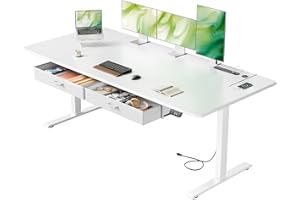 HLDIRECT Electric Standing Desk, 70x31 Inch Height Adjustable Desk with Power Outlets Ergonomic Sit Stand Desk with Drawers C