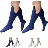HealthyNees Closed Toe 15-20 mmHg Compression Zipper Socks White Navy 2 Pairs (2X-Large, Navy)