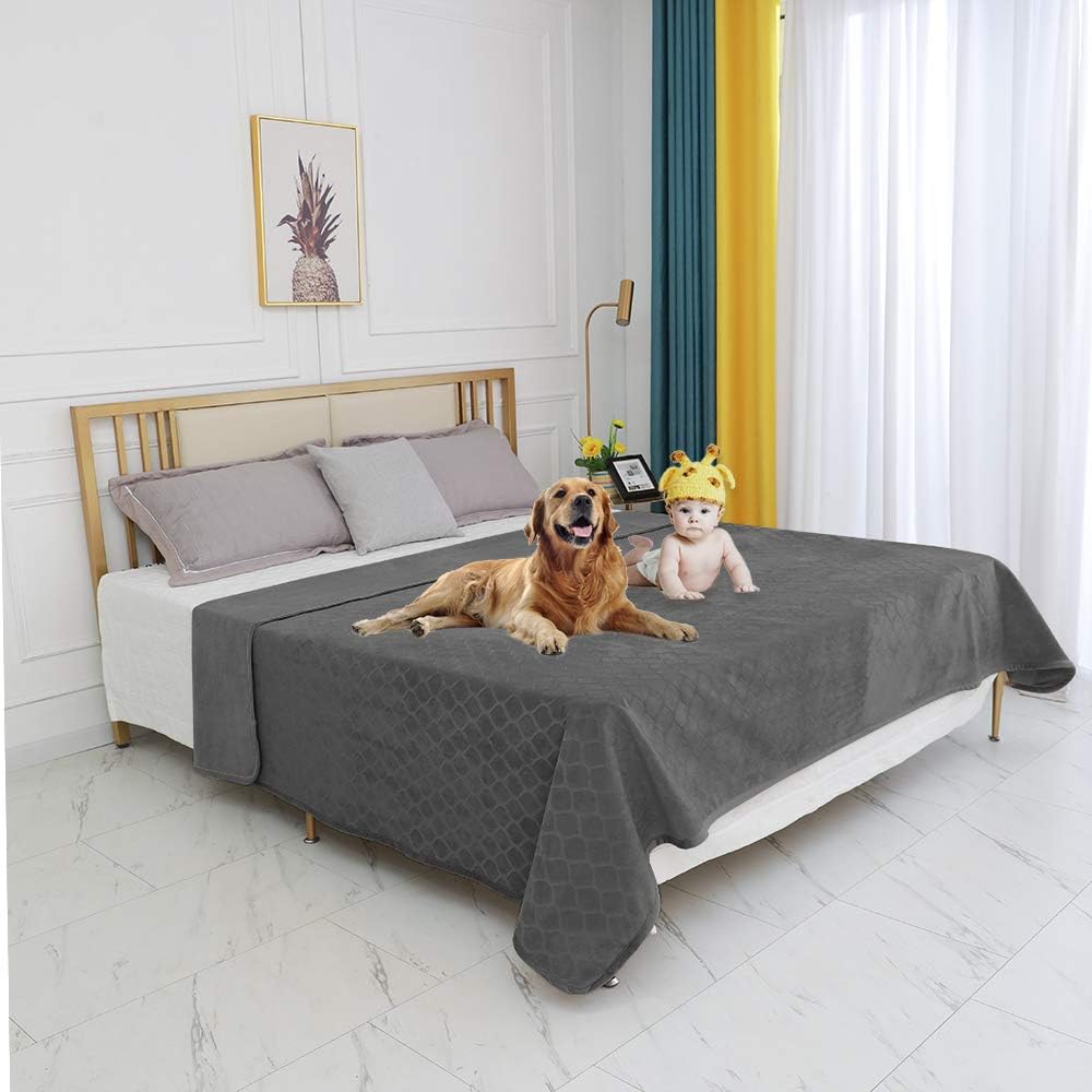 fuguitex Waterproof Dog Blanket Bed Cover Dog Crystal Velvet Fuzzy Cozy Plush Pet Blanket Throw Blanket for Couch Sofa（6880", Dark Grey+Dark Grey : Pet Supplies