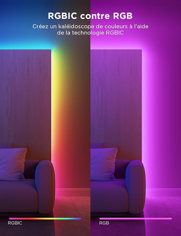 Ruban LED 5M, RGBIC Bande LED avec Contrôle de Segment