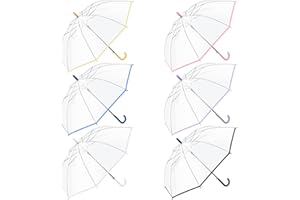 Sunnymove 6 Pack Clear Lightweight Umbrella for Rain, Automatic Open, Transparent Dome Umbrella with Easy Grip Strap for Women