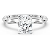 MSBLUE® 2ct Radiant Cut Moissanite Engagement Ring, D Color VVS1, S925 Sterling Silver, Rhodium Finish