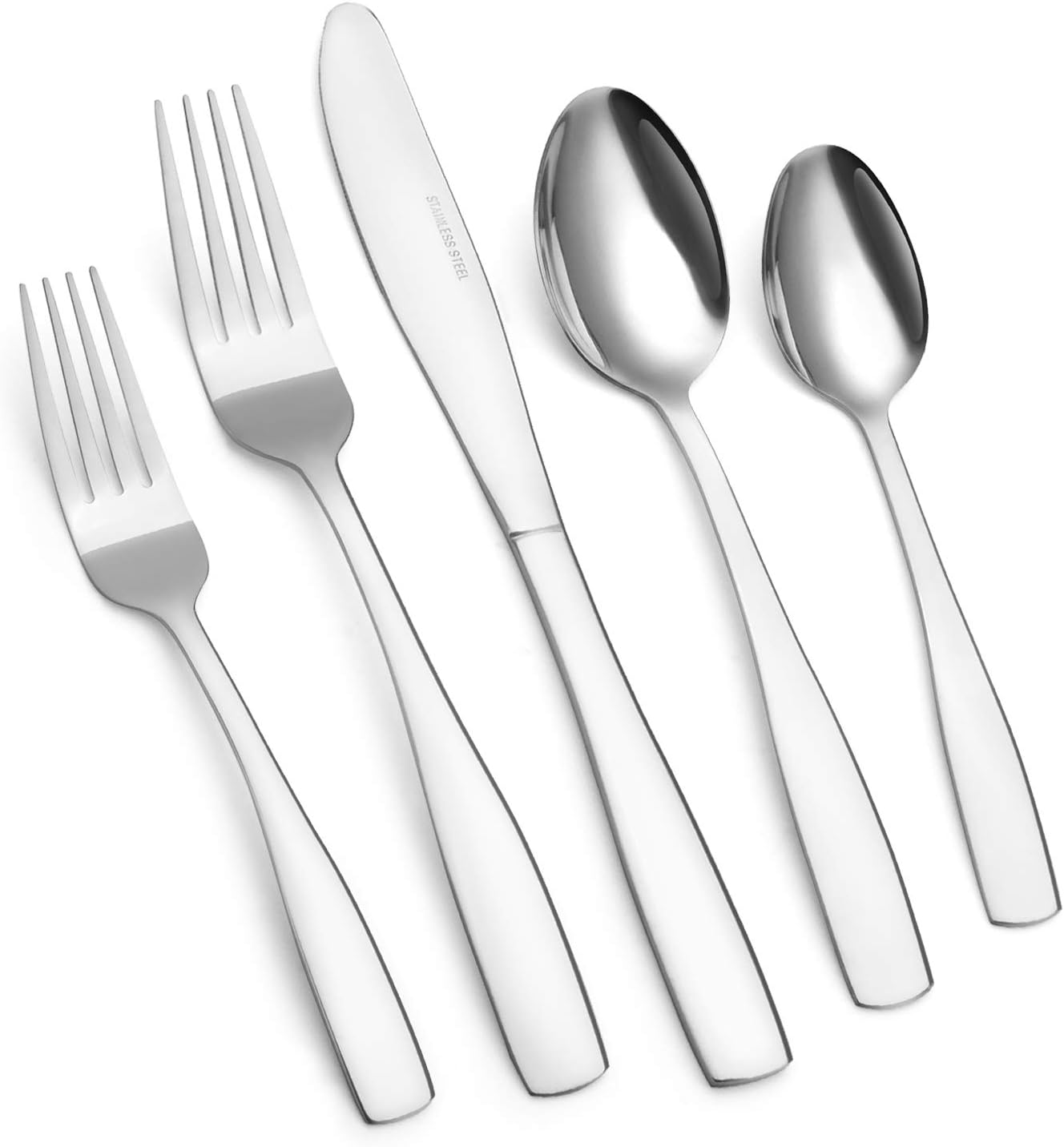 Vanys 20-Piece Silverware Set, Mirror Finish Flatware Cutlery Set Service for 4, Knives/Forks/Spoons Included, Dishwasher Safe (Silver)