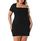 Agnes Orinda Plus Size Dresses for Curvy Women Summer Dresses Short Sleeve Sundress Basics T-Shirt Bodycon Dress