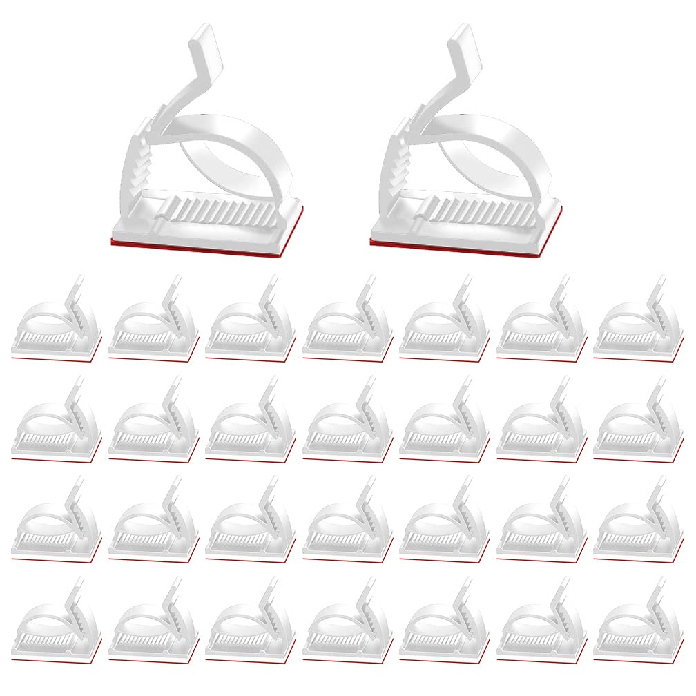 50 Pcs White Cable Clips,ALBOYI Self-Adhesive Cable Orangizer Adjustable Wire Management Cable Holder for Car/Stage/Office/Home