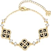 18K Gold Plated Clover Bracelets for Women, Four-Leaf Clover Bracelet with Sparkling Cubic Zirconia, Gold Charm Bracelet Lucky Link Dainty Jewelry, Trendy Unique Gifts for Women, GF, Mother, Wife, Her