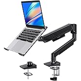HUANUO 2 in 1 Function Laptop Mount with Tray, Fits 13-34″ Monitors & Up to 17″ Notebook, Ergonomic Laptop Arm with Full Moti