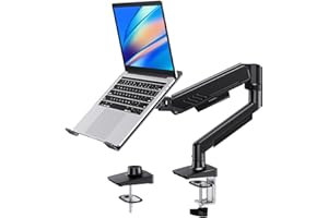 HUANUO 2 in 1 Function Laptop Mount with Tray, Fits 13-34″ Monitors & Up to 17″ Notebook, Ergonomic Laptop Arm with Full Moti