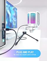 FIFINE USB Microphone for Gaming RGB Cardioid Gain Knob Shock Mount White view 5
