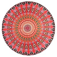 Sweetichic Round Table Cloth Cotton Purple Bohemian Beach Tapestry Hippie Mandala Throw Soft and Comfortable Beach Blanket Round Roundie Beach Towel Yoga Mat Meditation Picnic Rug - 60 inches Purple