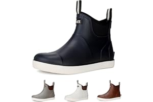 DSCORYAR Men’s Deck Boots, Waterproof Men High Traction Fishing Boots, Lightweight Garden Rain Boots, Rubber Boots for Work Ankle, Durable Water Shoes for Boat