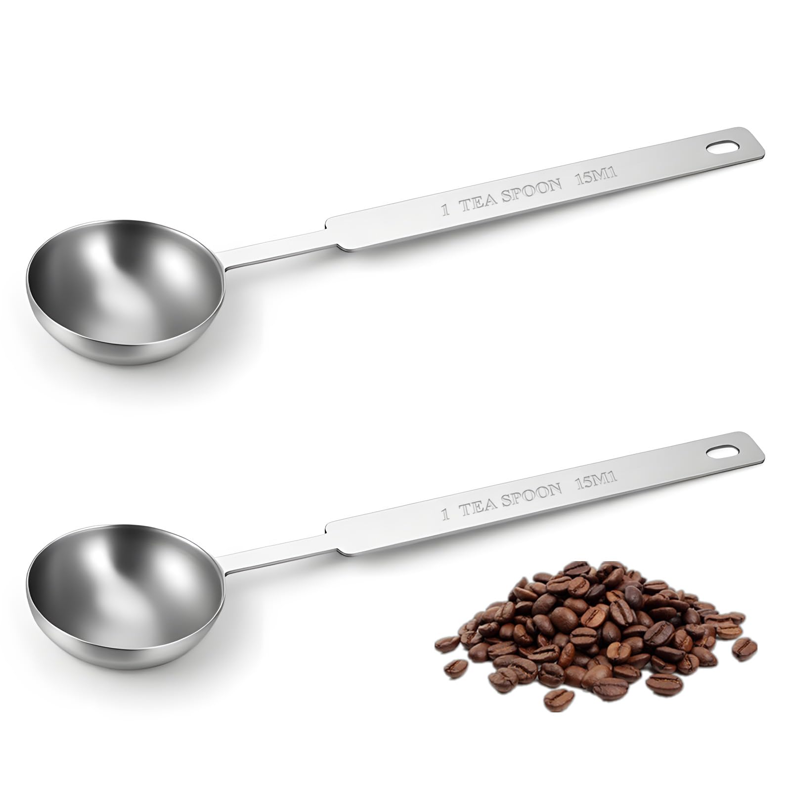 Photo 1 of 2 Pcs Long Handle Measuring Spoons 15ml, Tablespoon Measuring Spoon Premium Stainless Steel Metal Spoon Coffee Scoop for Accurate Measure Liquid or Dry Ingredients, for Cooking Baking