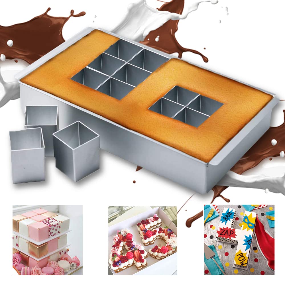 MEISHANG Adjustable DIY Baking Mould Set, Aluminium, Rectangular, Number & Letter Baking Mould, Cake Mould, Black
