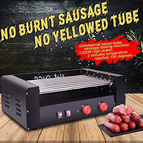Commercial Electric 18 Hot Dog 7 Roller Grill Cooker Machine 1350Watt