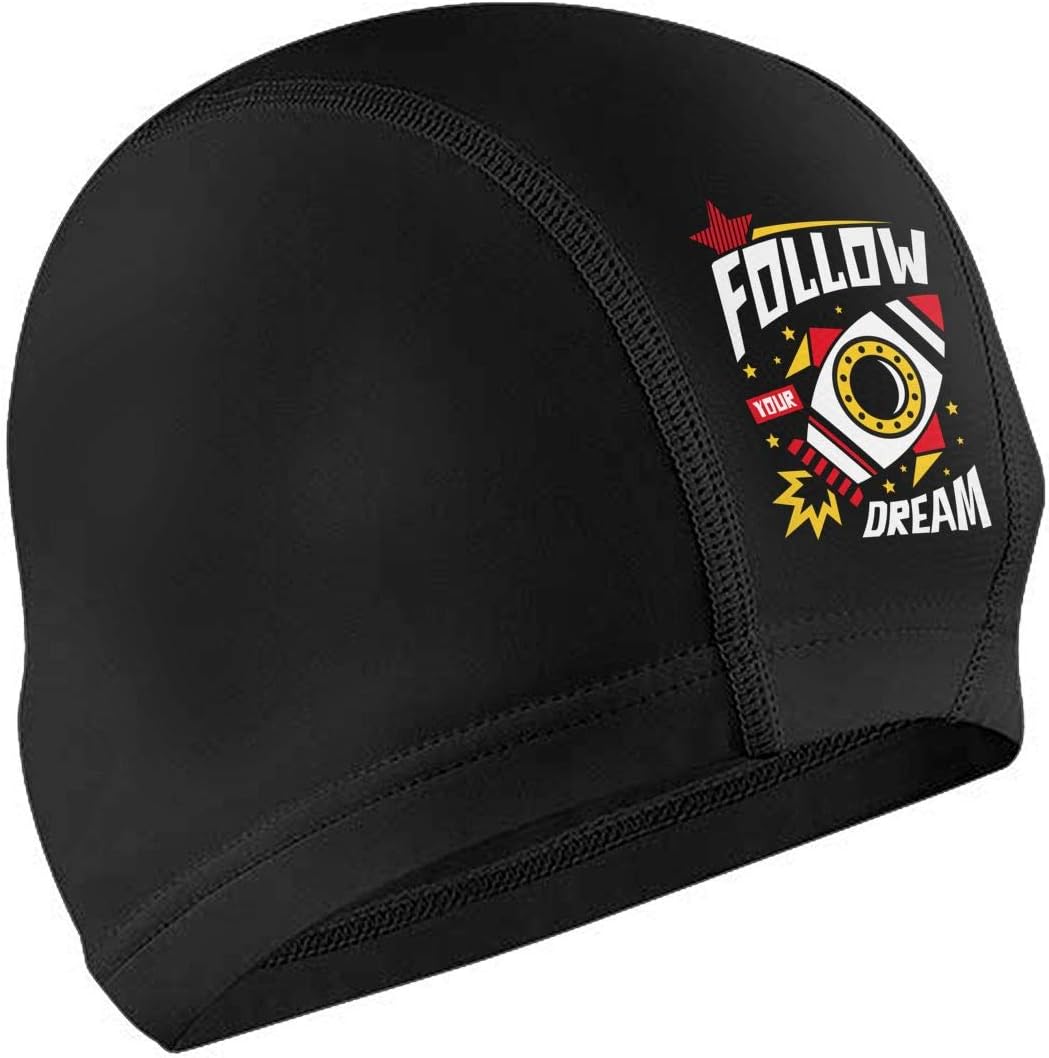 MZHY Follow Your Dream Adult Swim Caps, Pu Coat Bathing